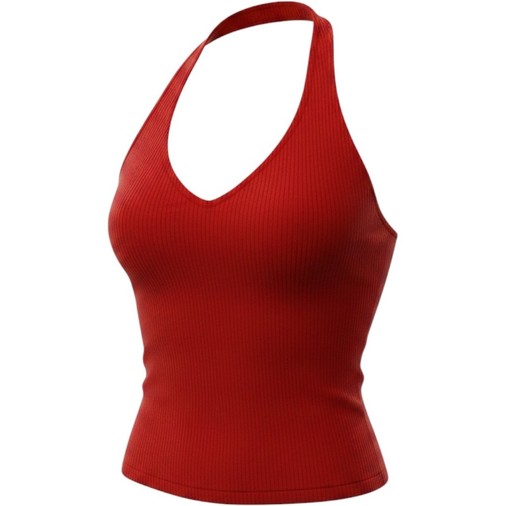 Suzette‎ Collection Orange Ribbed Halter Top One Size Seamless RN111802
